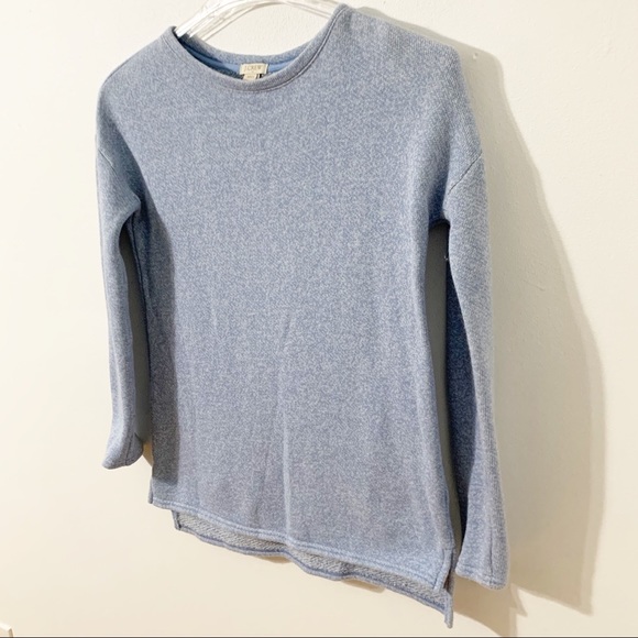 J. Crew Factory Wool Blend Ling Sleeve Pullover Crewneck Sweater Side Vent 🟦 - Picture 2 of 5